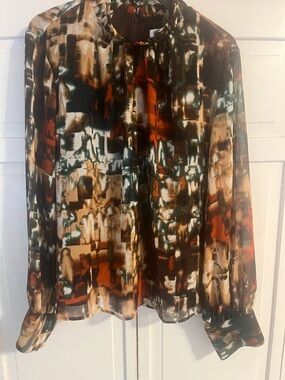 Calvin Klein Mulitcolor high neck blouse NWT Size XL